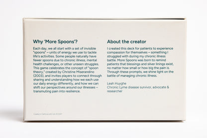 More Spoons: A conversational card deck for chronic illness & support
